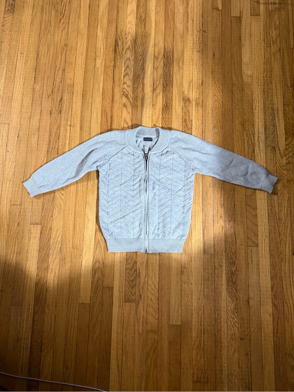 next 4-5 Light Gray Ribbed Knit zip up Cardigan